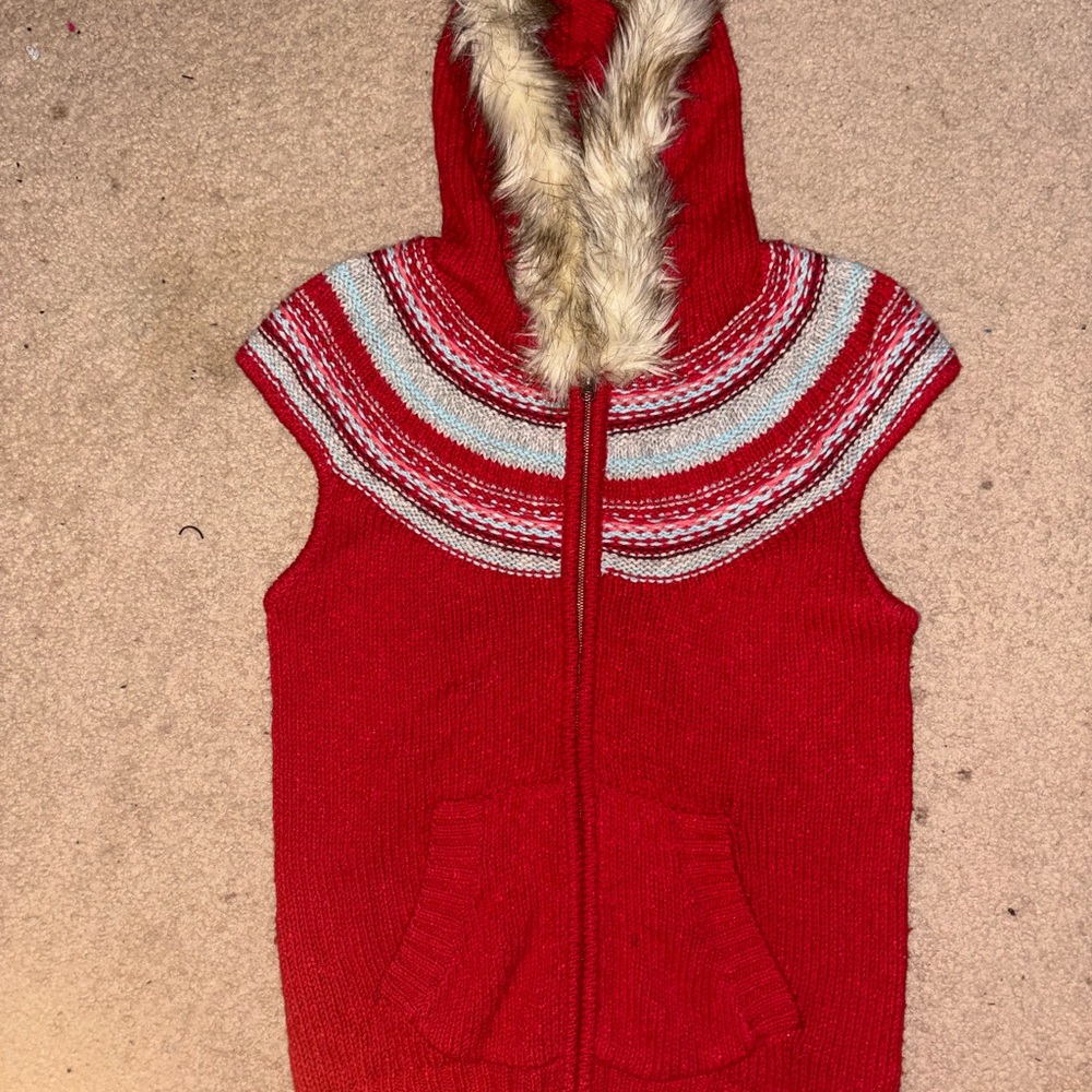 Old Navy Red and Gray Knit Vest